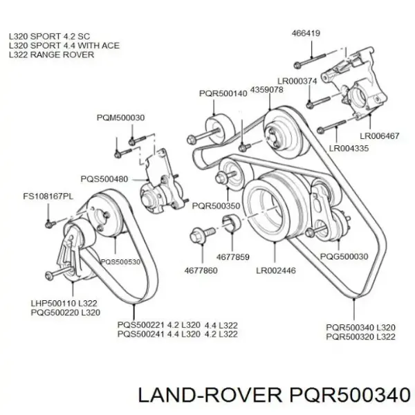 Ремінь генератора PQR500340 Land Rover