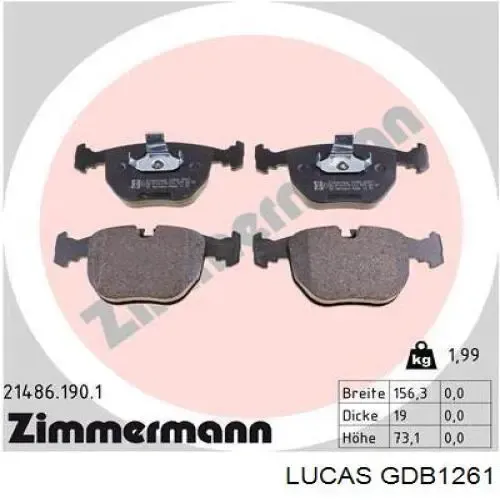 Передні тормозні колодки GDB1261 Lucas