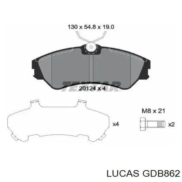 Передні тормозні колодки GDB862 Lucas