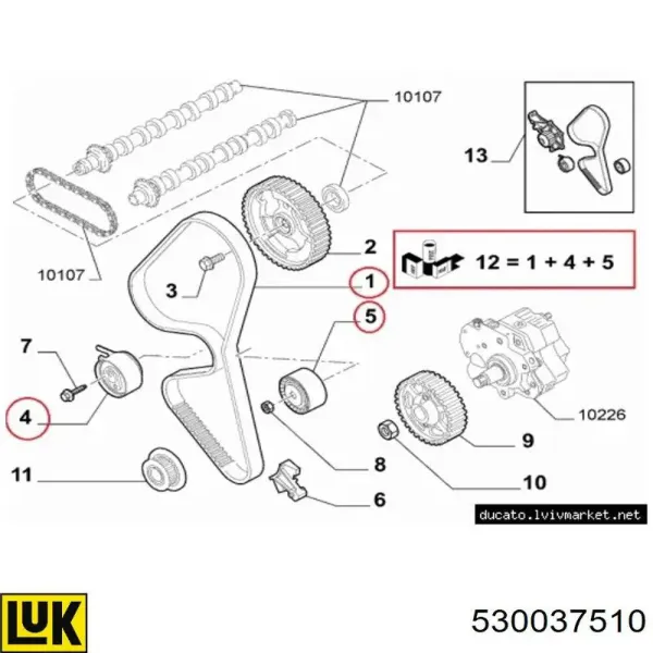 Комплект ГРМ 530037510 LUK