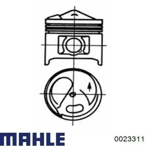 Поршень в комплекті на 1 циліндр, 2-й ремонт (+0,50) 0023311 Mahle Original
