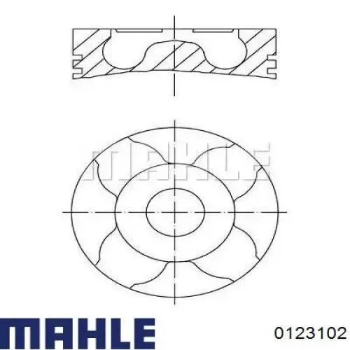 Поршень в комплекті на 1 циліндр, 2-й ремонт (+0,50) 0123102 Mahle Original