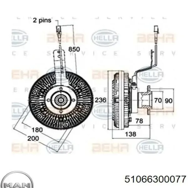 Вискомуфта вентилятора 51066300077 MAN