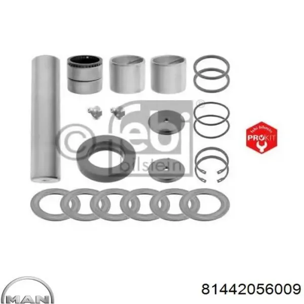 Ремкомплект шкворня поворотного кулака 81442056009 MAN