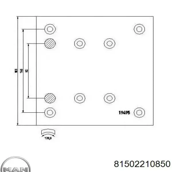 Накладка гальмівна передня (TRUCK) 81502210850 MAN