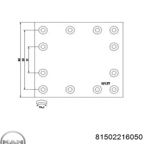 Накладка гальмівна задня (TRUCK) 81502216050 MAN