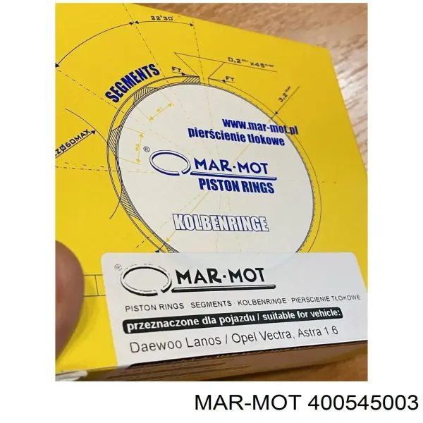 Кільця поршневі комплект на мотор, 2-й ремонт (+0,50) 400545003 Mar-mot
