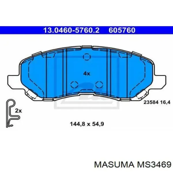 Передні тормозні колодки MS3469 Masuma