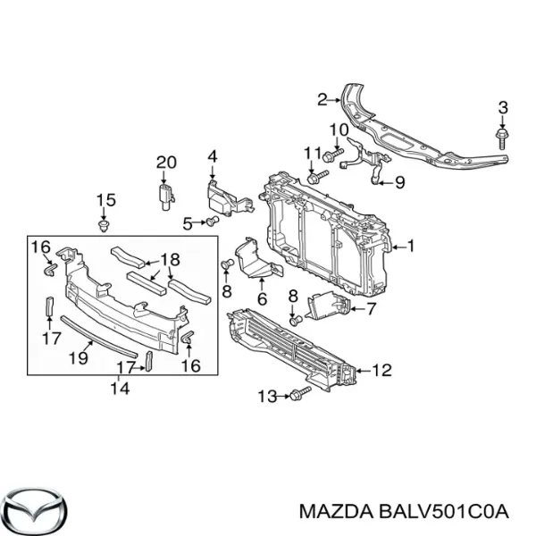Повітропровід радіатора BALV501C0A Mazda