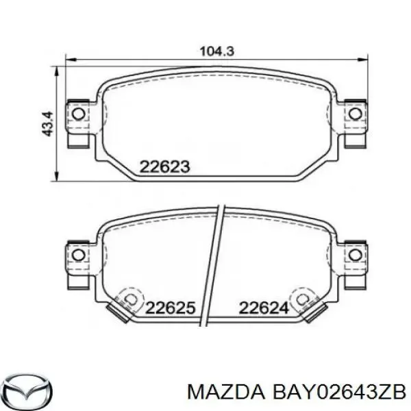 Передні тормозні колодки BAY02643ZB Mazda