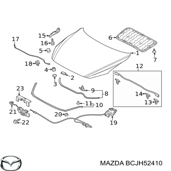 Петля капота, права BCJH52410 Mazda