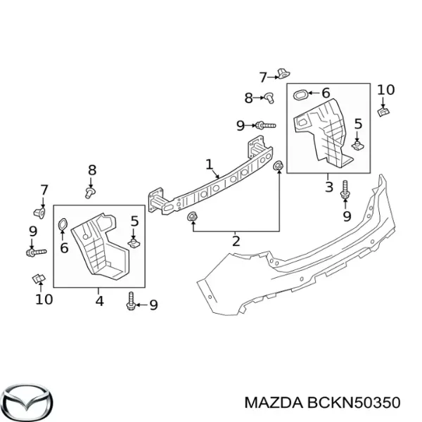 Бризковики задній, лівий BCKN50350 Mazda