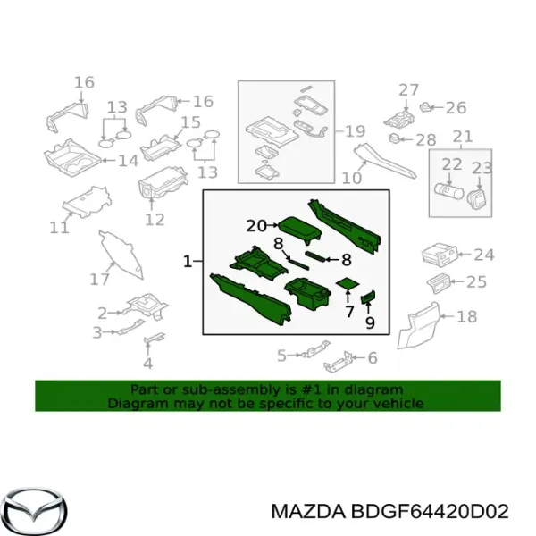 Консоль центральна панелі керування BDGF64420D02 Mazda