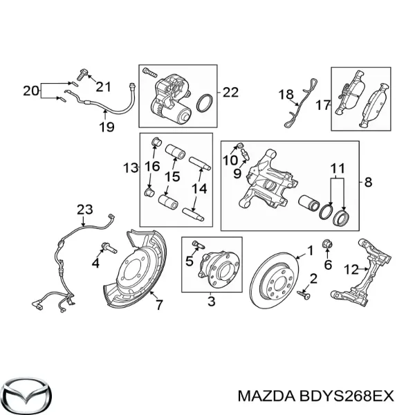 Двигун приводу гальмівного супорту заднього BDYS268EX Mazda