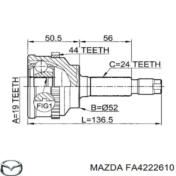 Ліва піввісь Mazda Demio DW
