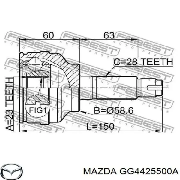 Піввісь права GG4425500A Mazda