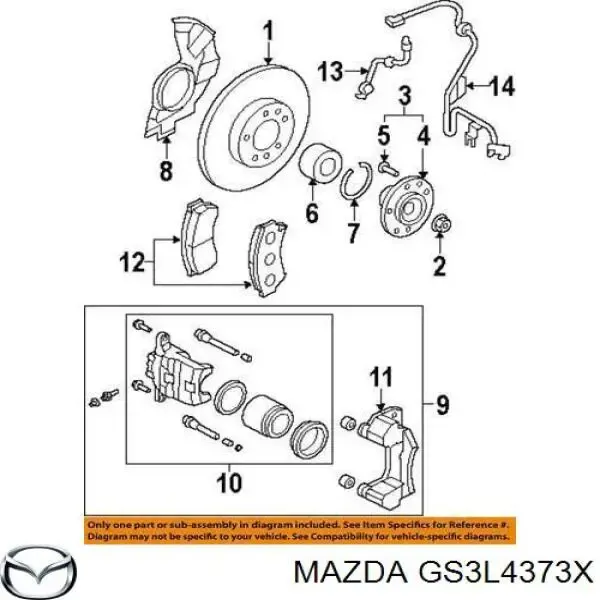 Датчик АБС (ABS) передній, лівий GS3L4373X Mazda