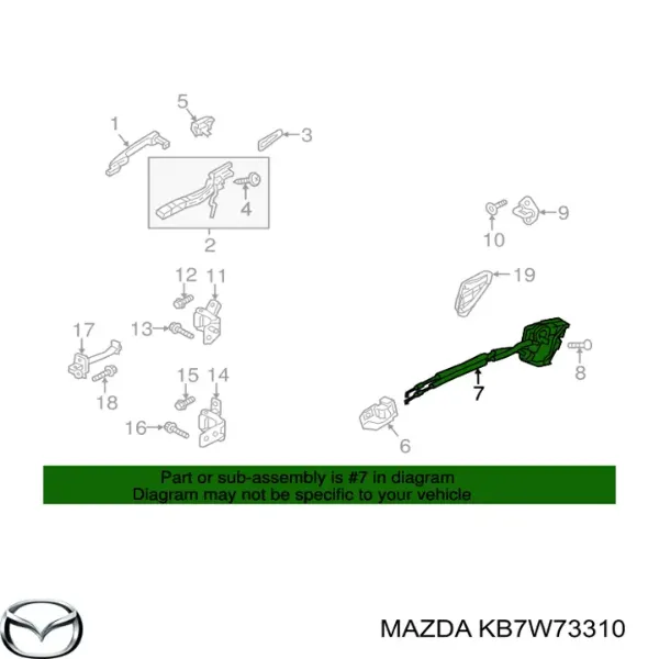 Замок задньої двері, лівої KB7W73310 Mazda