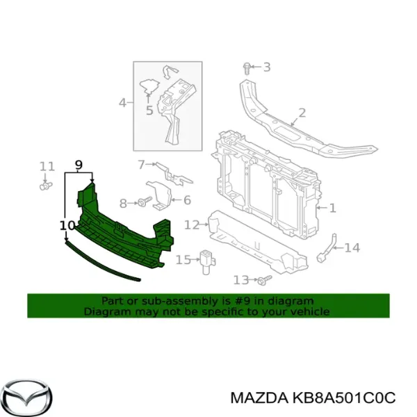 Повітропровід (дефлектор) радіатора, нижній KB8A501C0B Mazda