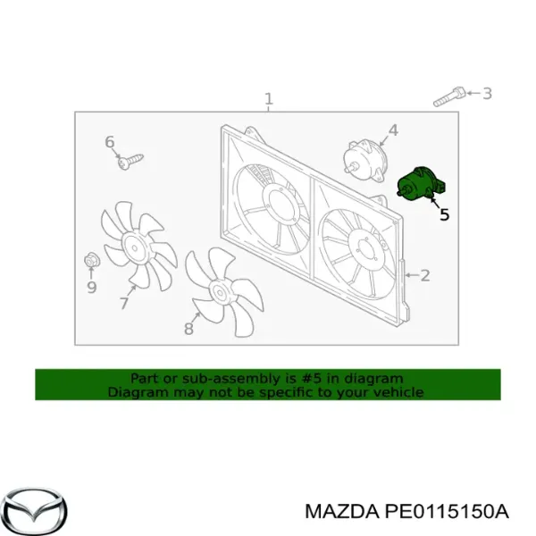 Двигун вентилятора системи охолодження, лівий PE0115150A Mazda