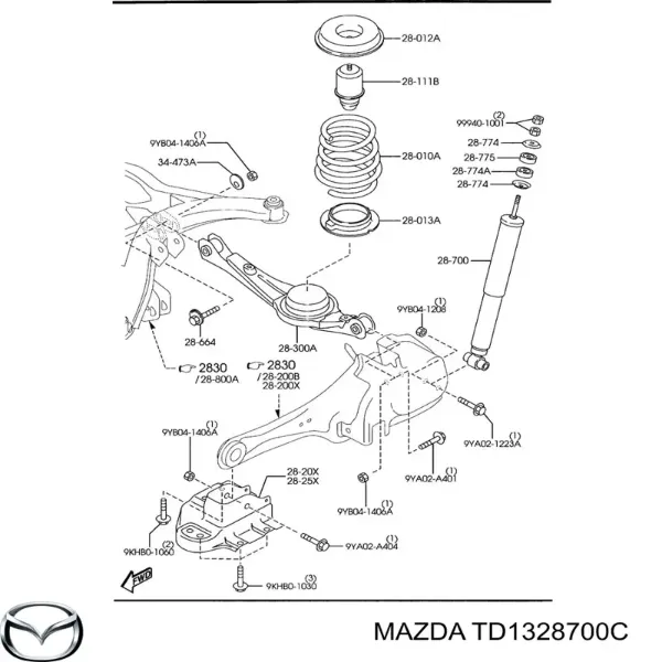Амортизатор задній TD1328700B Mazda