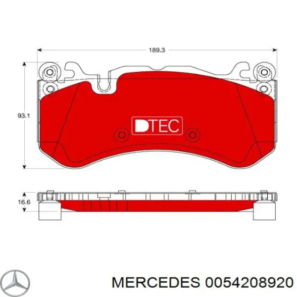 Передні тормозні колодки A0054208920 Mercedes