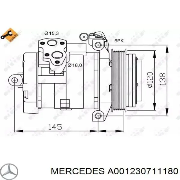 Насос кондиціонера Mercedes A001230711180