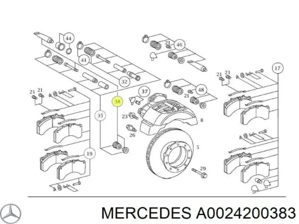 Ремкомплект переднього супорту A0024200383 Mercedes