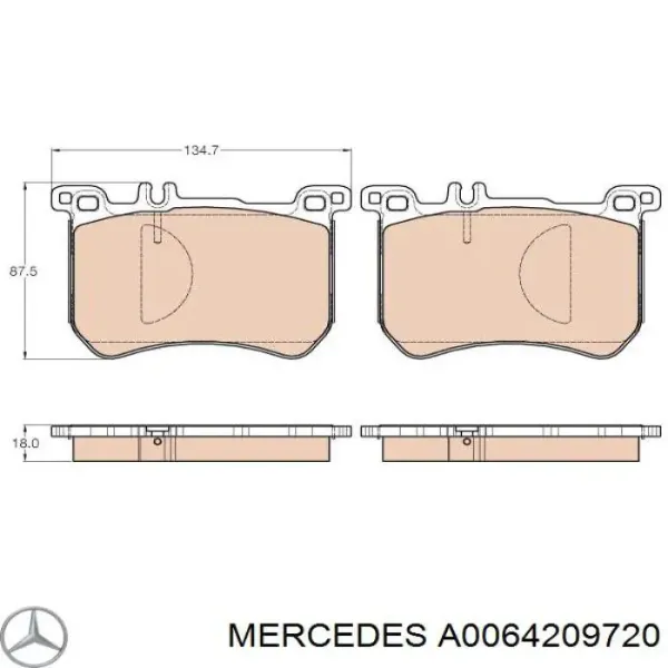 Передні тормозні колодки A0064209720 Mercedes