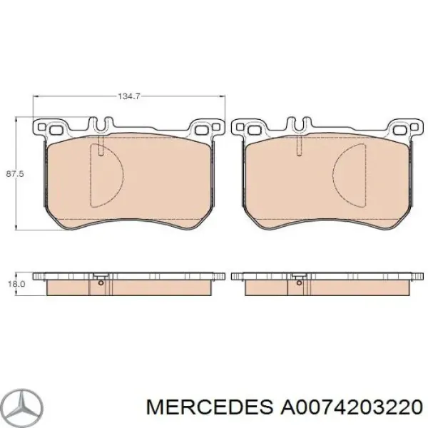 Передні тормозні колодки A0074203220 Mercedes