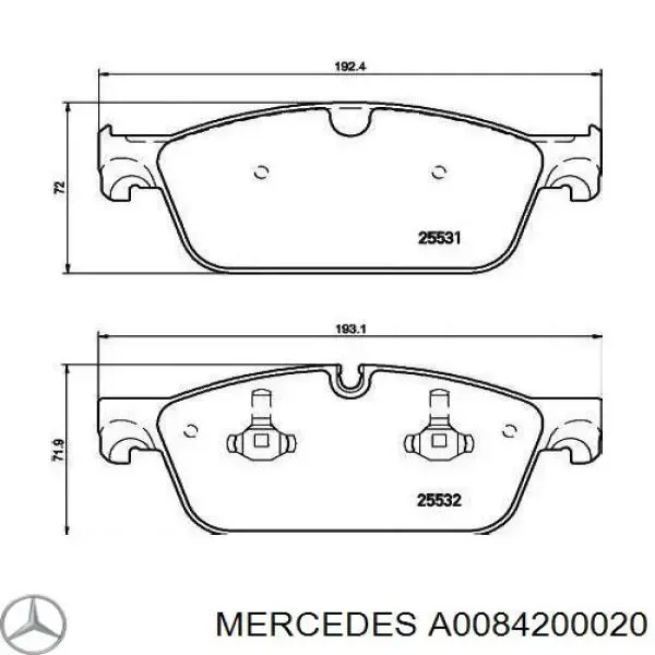 Передні тормозні колодки A0084200020 Mercedes