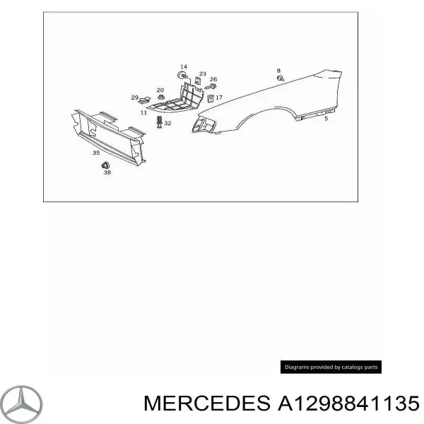 Підкрилок передній лівий A1298841135 Mercedes