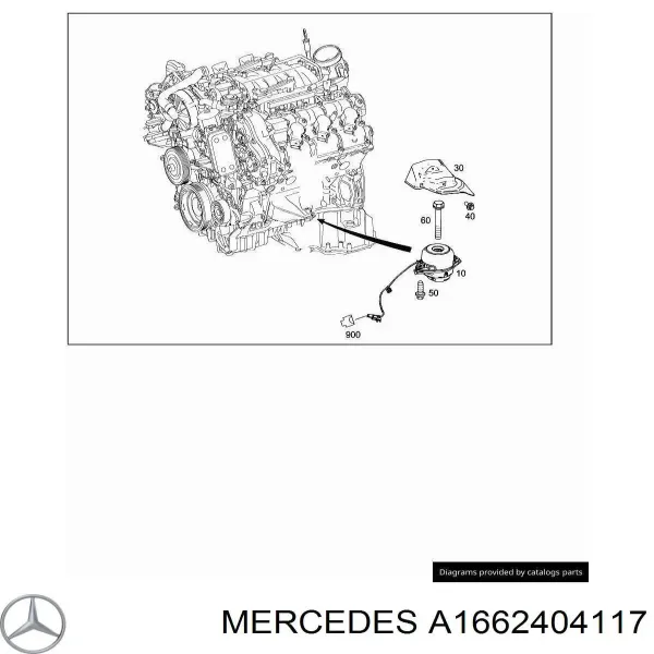 Подушка (опора) двигуна, права A1662404117 Mercedes