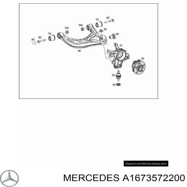 Цапфа - поворотний кулак задній, правий A1673572200 Mercedes