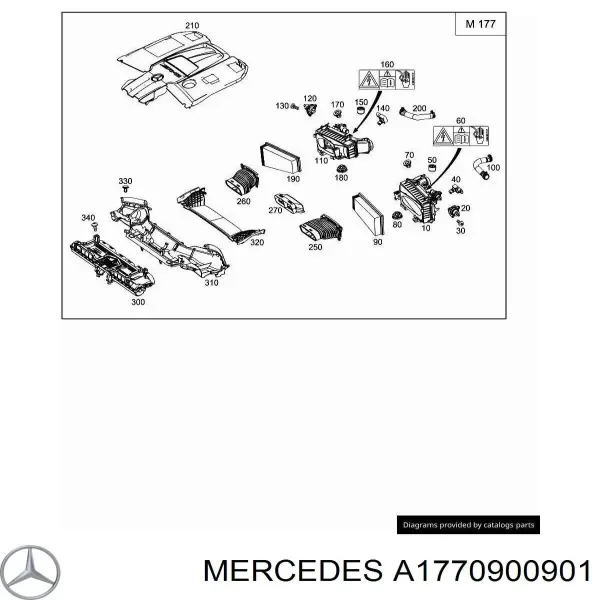 Корпус повітряного фільтра, правий A1770900901 Mercedes