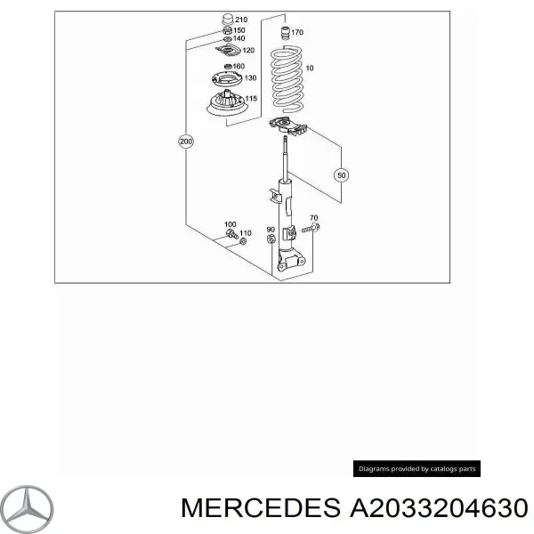 Амортизатор задній, правий A2033204630 Mercedes