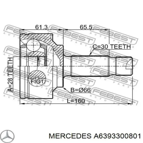 Піввісь права A6393300801 Mercedes