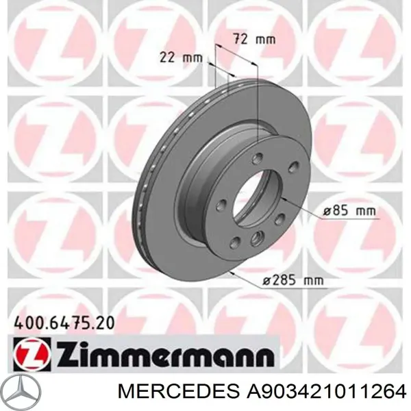 Гальмівні диски передні A903421011264 Mercedes