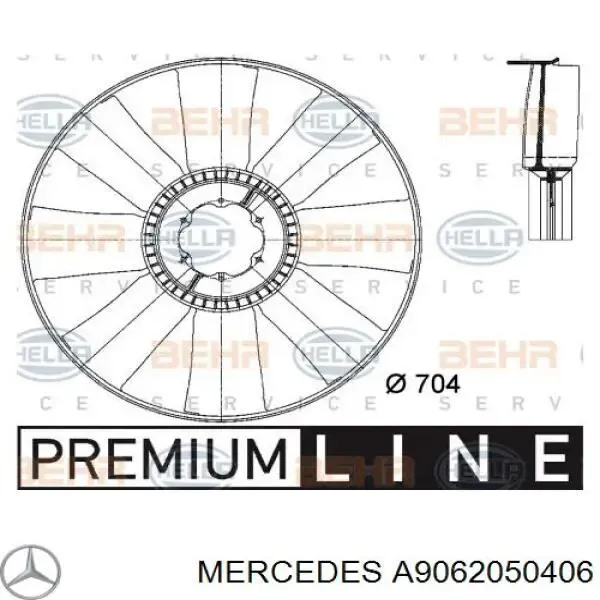 Вентилятор/крильчатка радіатора охолодження A9062050406 Mercedes