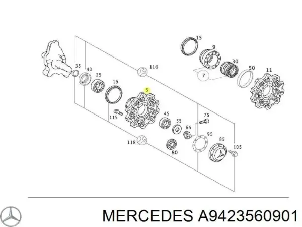 Задня маточина A9423560901 Mercedes