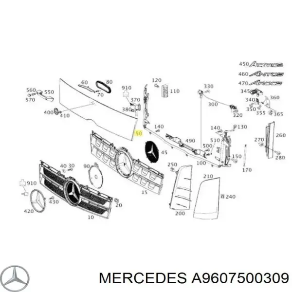 Решітка радіатора A9607500309 Mercedes