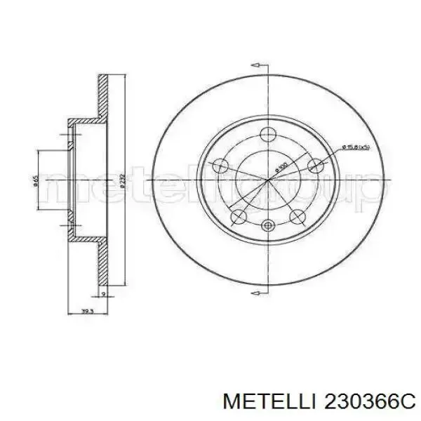 Гальмівні диски 230366C Metelli
