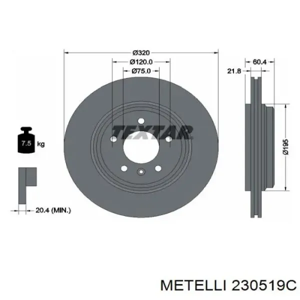 Гальмівні диски 230519C Metelli