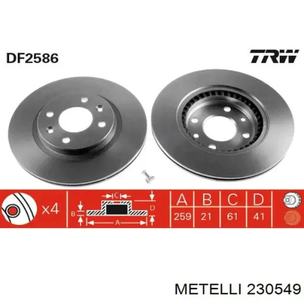 Гальмівні диски передні 230549 Metelli