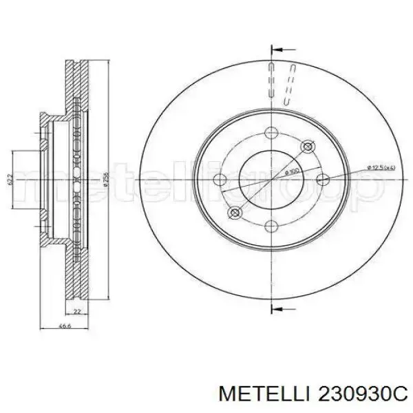 Гальмівні диски передні 230930C Metelli