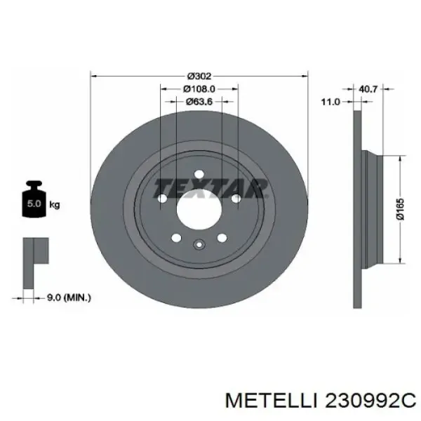 Гальмівні диски 230992C Metelli