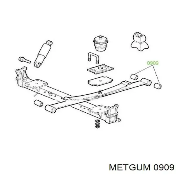 Сайлентблок ресори, задній 0909 Metgum