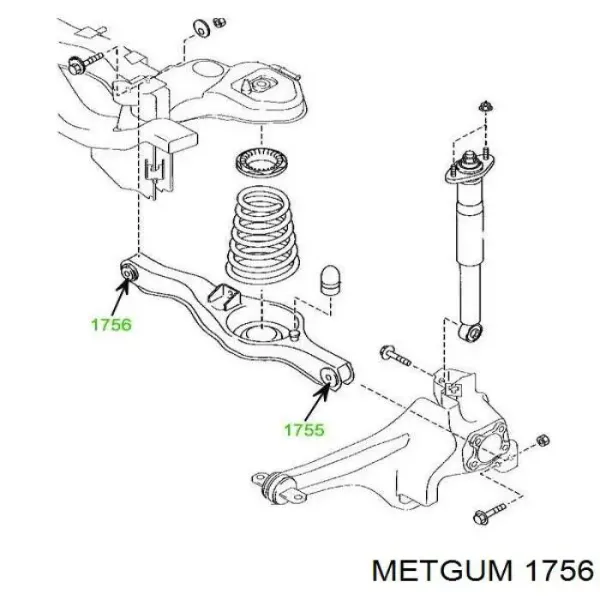 Сайлентблок заднього нижнього важеля 1756 Metgum