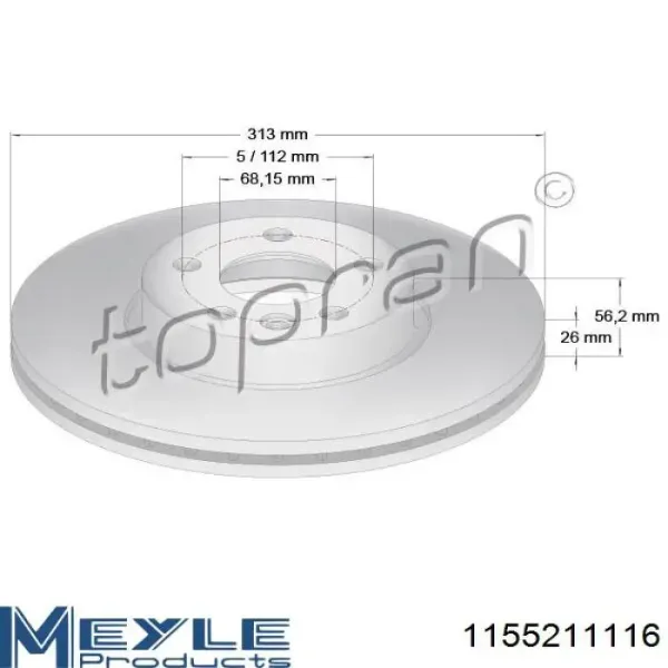 Гальмівні диски передні 1155211116 Meyle