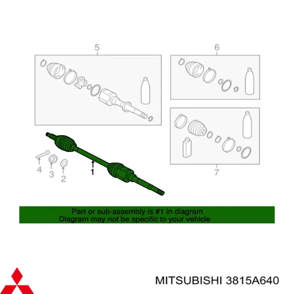 Піввісь права 3815A640 Mitsubishi